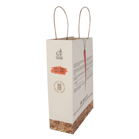 Tragetasche aus 50% baumfreiem Papier, 130 gsm, hergestellt aus landwirtschaftlichen Reststoffen 240