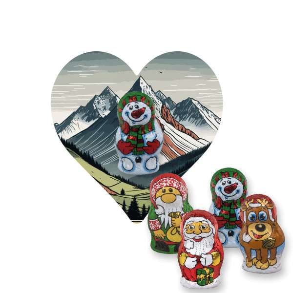 Schoko-Weihnachts Mix, ca. 7g, Flyer Mini Herzform