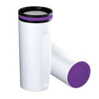 Becher weiß, Ring lila, Boden lila