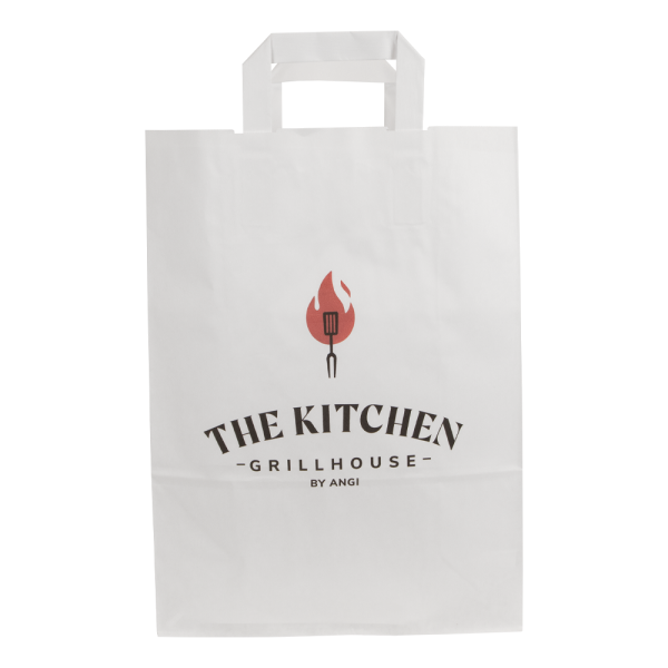 Papier Tragetaschen mit flach gefalteter Griff