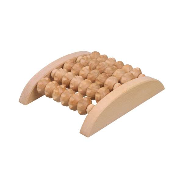 Fußmassage Gerät mit Rollen, symmetrisch aus Holz 19,5 cm