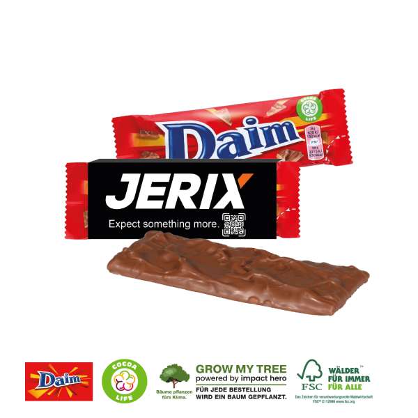 Daim Riegel mit Werbebanderole