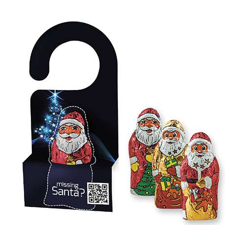 Mini + Schoko-Weihnachtsmann, ca. 15g, Displaybox mit Hänger