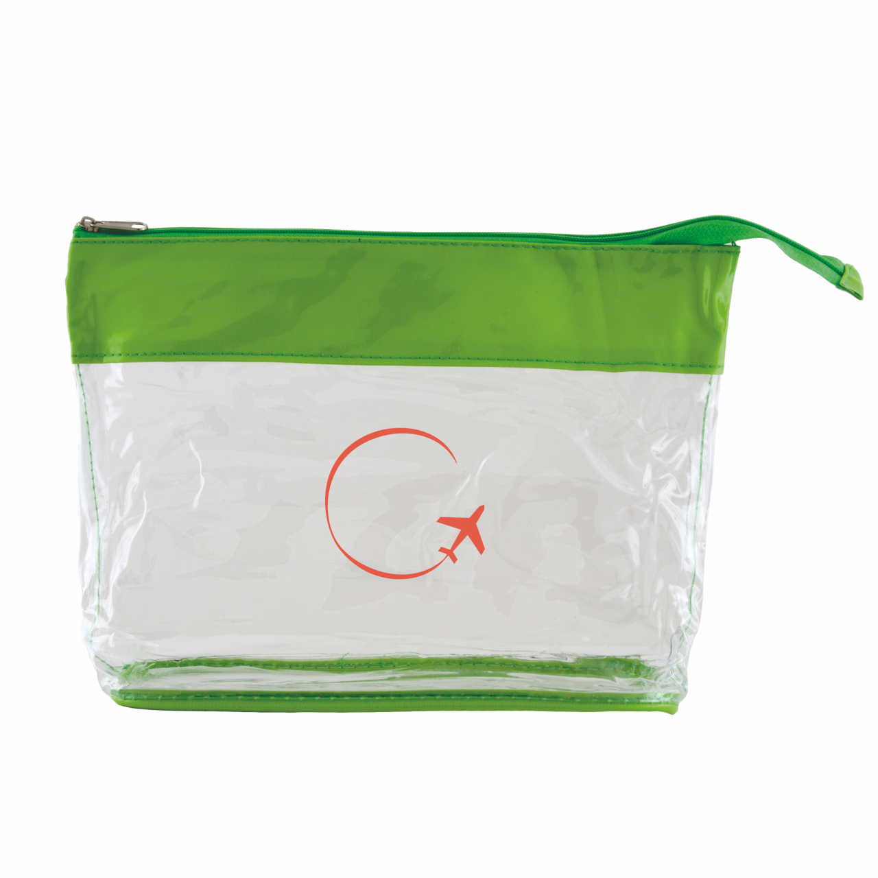 Kulturtasche transparent mit farbiger Biese