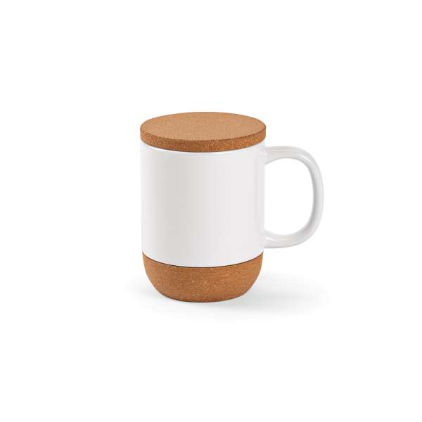 Ebro Keramik Tasse mit Kork,410 ml. Für Sublimationsdruck geeignet