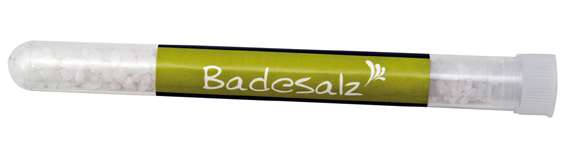 Badesalz im Reagenzglas - 4c Etikett
