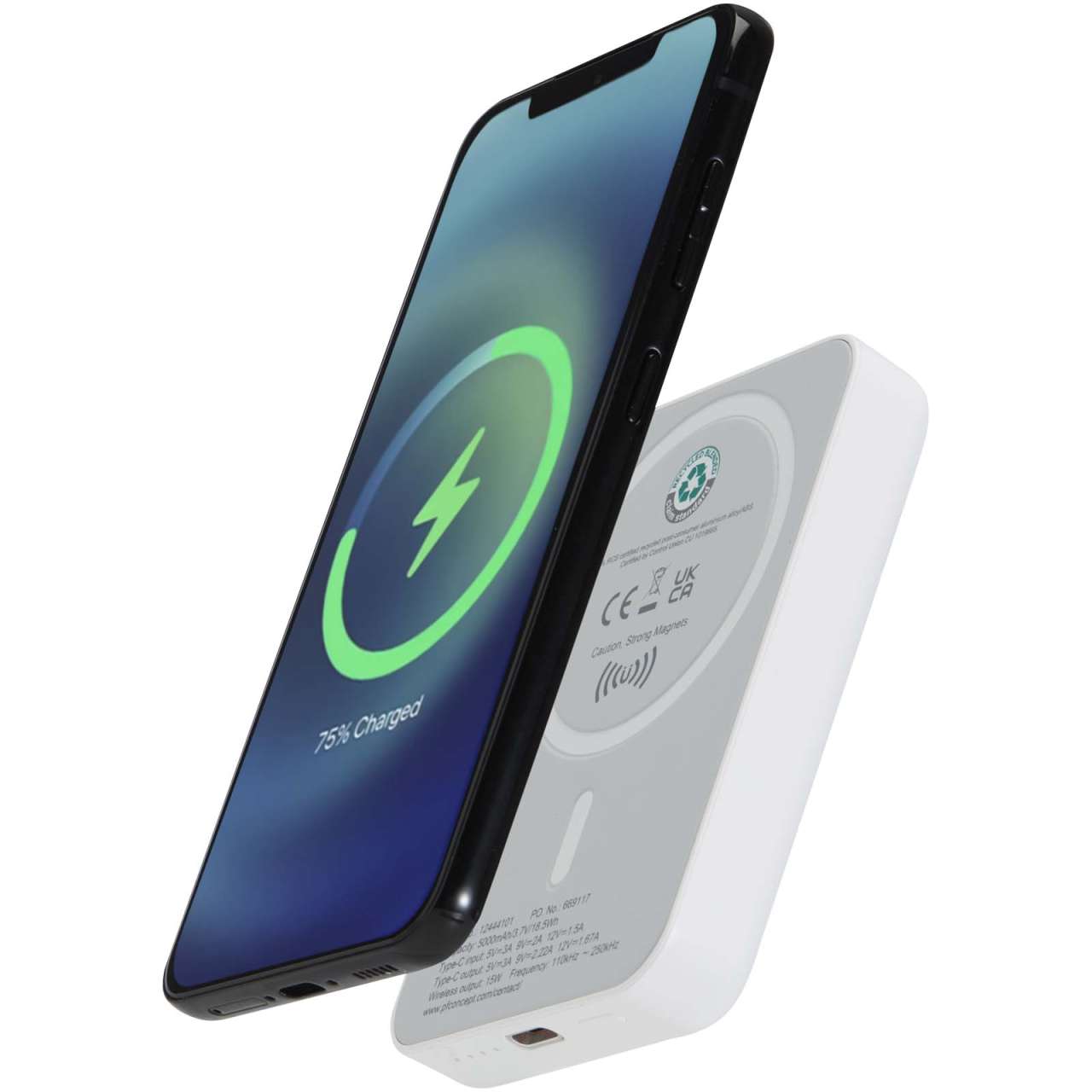 Acrab 15 W 5.000 mAh magnetische kabellose Powerbank mit 20 W PD aus recyceltem Kunststoff