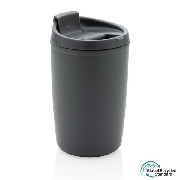 GRS recycelter PP-Becher mit Flip-Deckel