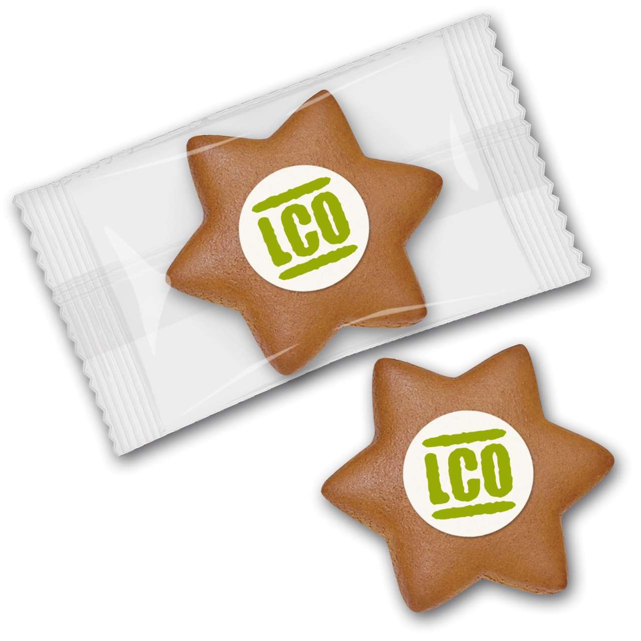 Lebkuchenstern mit Marzipanlogo