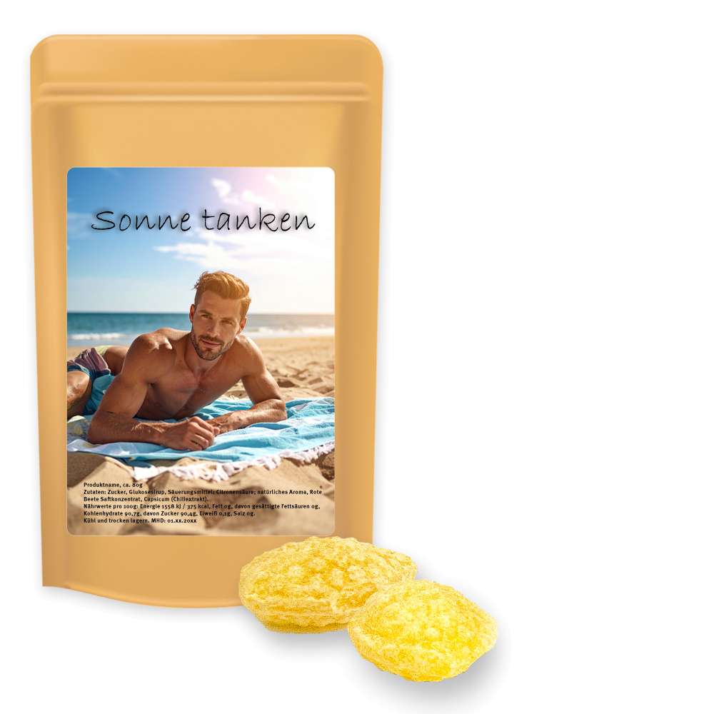 Zitronenbonbons mit Vitamin D, ca. 80g, Standbeutel Midi