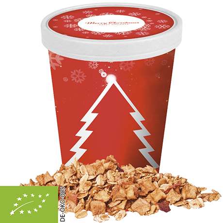 Bio Crunchy Weihnachtsmüsli Apfel-Zimt, ca. 60g, Snackbecher Maxi