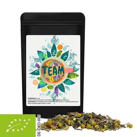Bio Kräutertee Kräuterfantasie, ca. 12g, Standbeutel Mini schwarz