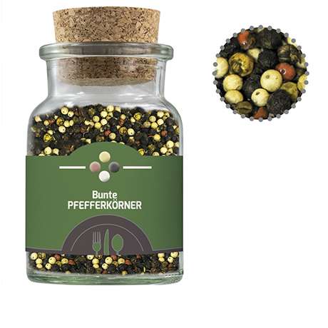 Gewürzmischung bunte Pfefferkörner, ca. 65g, Korkenglas