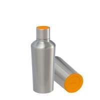 Flasche silber, Deckel orange, Boden orange
