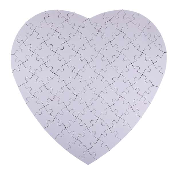 Herz-Puzzle weiß zum Beschriften, 80-teilig