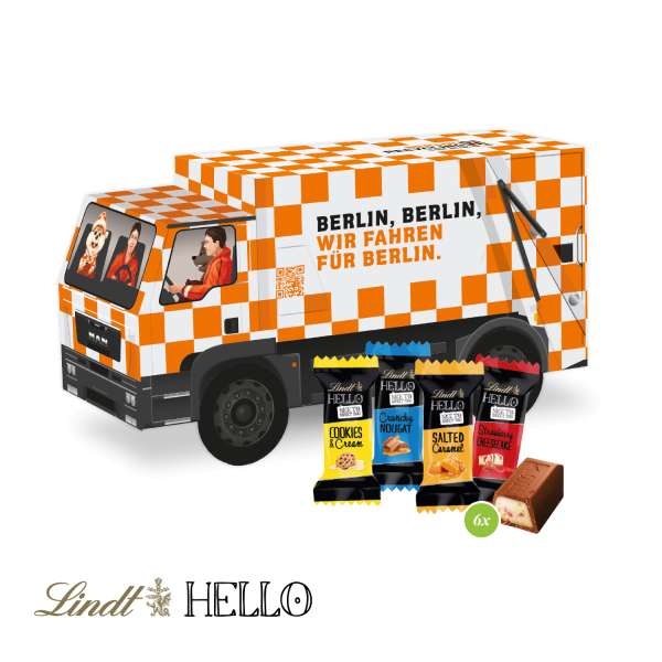 3D Präsent "LKW" mit Lindt HELLO Mini