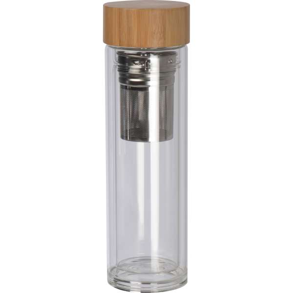 Vakuum Borosilikat Glasflasche mit Teesieb, 420ml