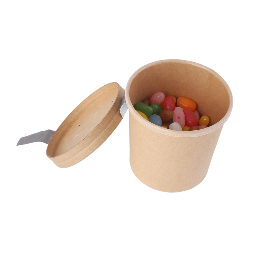 Bonbontopf Kraftkarton mit Deckel 240 ml, gefüllt mit ca. 150 gr. DutchDex Herzen mit natürlichen Ar