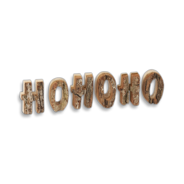 Deko Schrift Buchstaben 'HOHOHO' mit Rinde aus Holz 25 cm