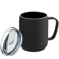 Becher schwarz, Deckel weiß