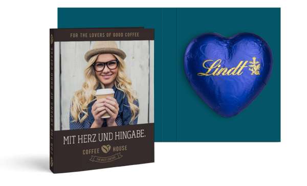 Werbekarte mit Lindt Schokoladen Herz 20 g