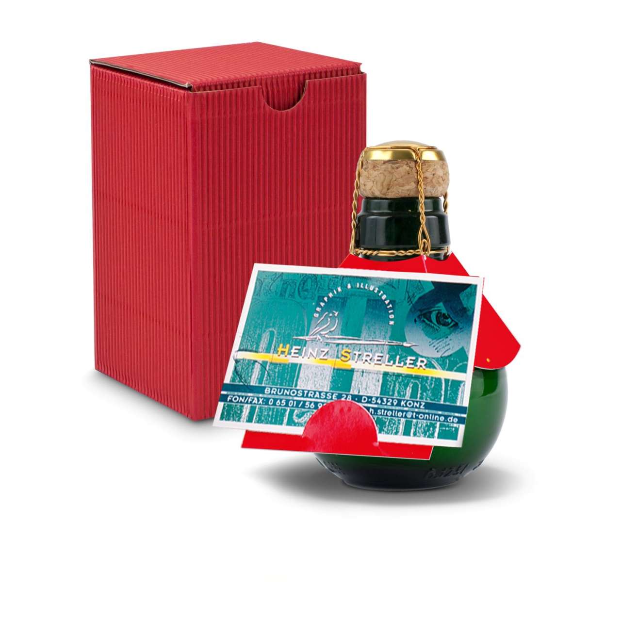 Kleinste Sektflasche der Welt! Visitenkarteneinschub - Inklusive Geschenkkarton in, 125 ml