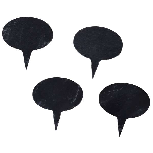 Schieferschild oval zum Stecken, 4er Set, mit Kreide zum Beschriften