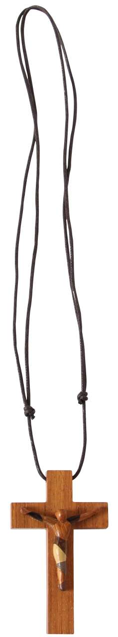 Edelholz-Kreuz klein am Lederband