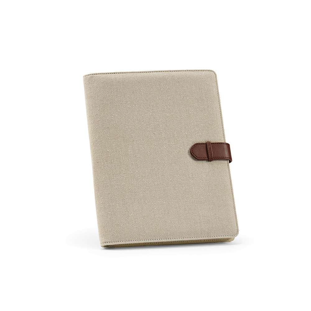 Eliot A4-Mappe aus recyc. Baumwolle. Notizblock mit 64-seitigem FSC