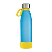 Flasche cyan, Ring gelb, Hülle gelb