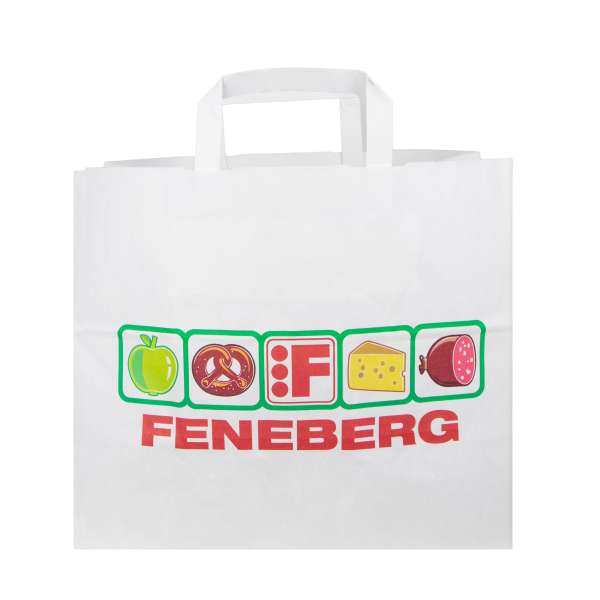 Papier Tragetaschen mit flach gefalteter Griff