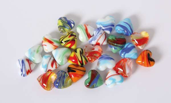 Glas-Herzen Schlieren, 24-tlg.