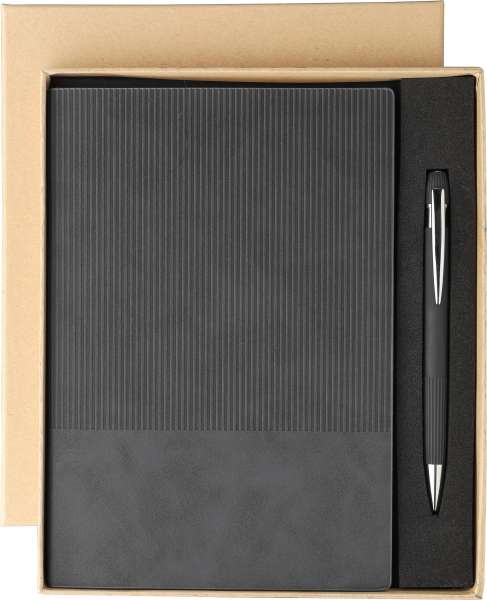 Recyceltes PU-Notizbuch (A5) und Kugelschreiber-Set Tarek