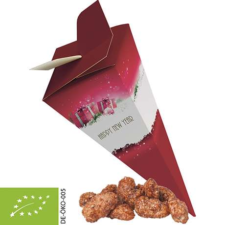 Bio Feuergebrannte Mandeln, ca. 30g, Präsent-Pyramide