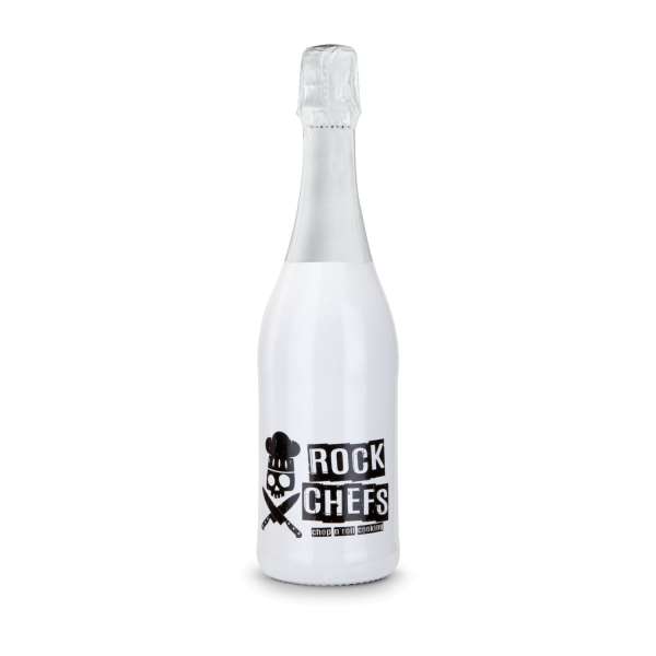 Sekt Cuvée - Flasche weiß-lackiert - Kapselfarbe, 0,75 l