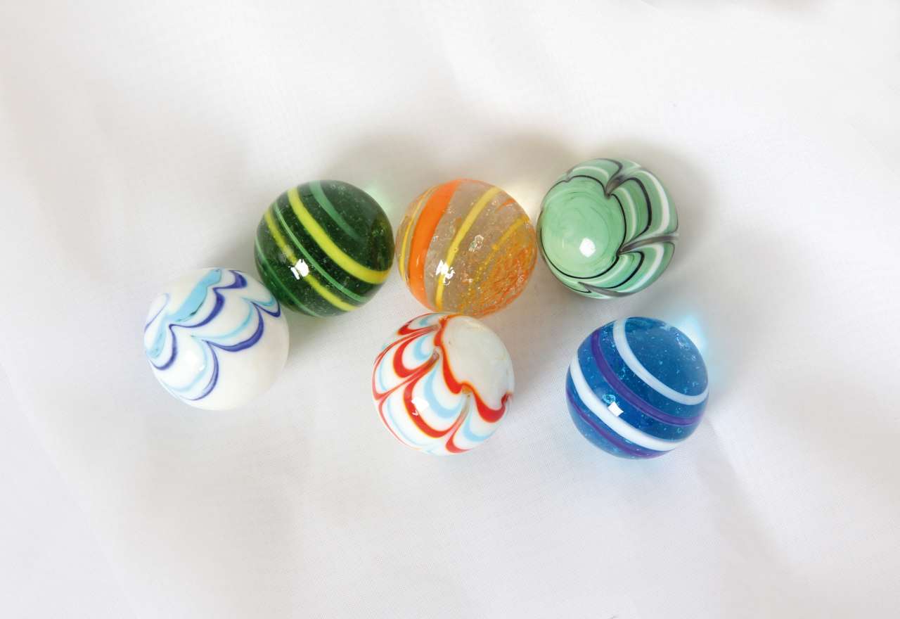 Glas-Murmeln Streifenmix 30 mm, 6-tlg.