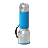 Taschenlampe silber, Ring cyan, Hülle cyan