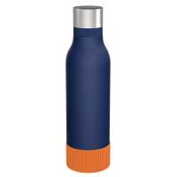 Flasche blau, Hülle orange