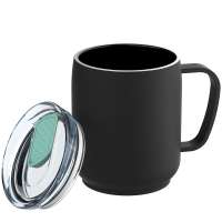 Becher schwarz, Deckel mint