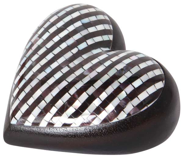 Deko-Herz exklusiv schwarz / weiß gestreift