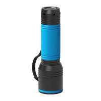 Taschenlampe schwarz, Ring cyan, Hülle cyan