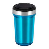 Innenbecher silber, Deckel schwarz, Tasse cyan