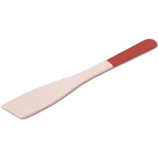 Pfannenwender, mit farbigem Griff, feuerrot, aus Holz 30 cm