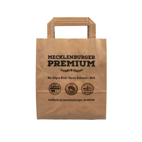 Papier Tragetaschen mit flach gefalteter Griff