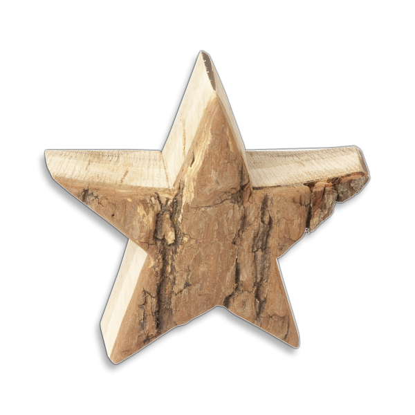 Stern mit Rinde aus Holz 13,5 cm