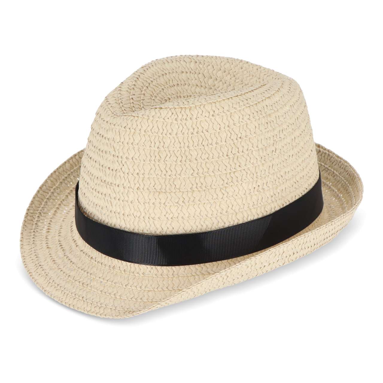 Pflanzlicher Strohhut mit farbigem Band