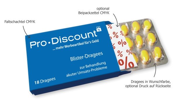 24er-Blister-Dragee Bonbons in Tablettenoptik