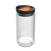 Becher transparent, Deckel orange