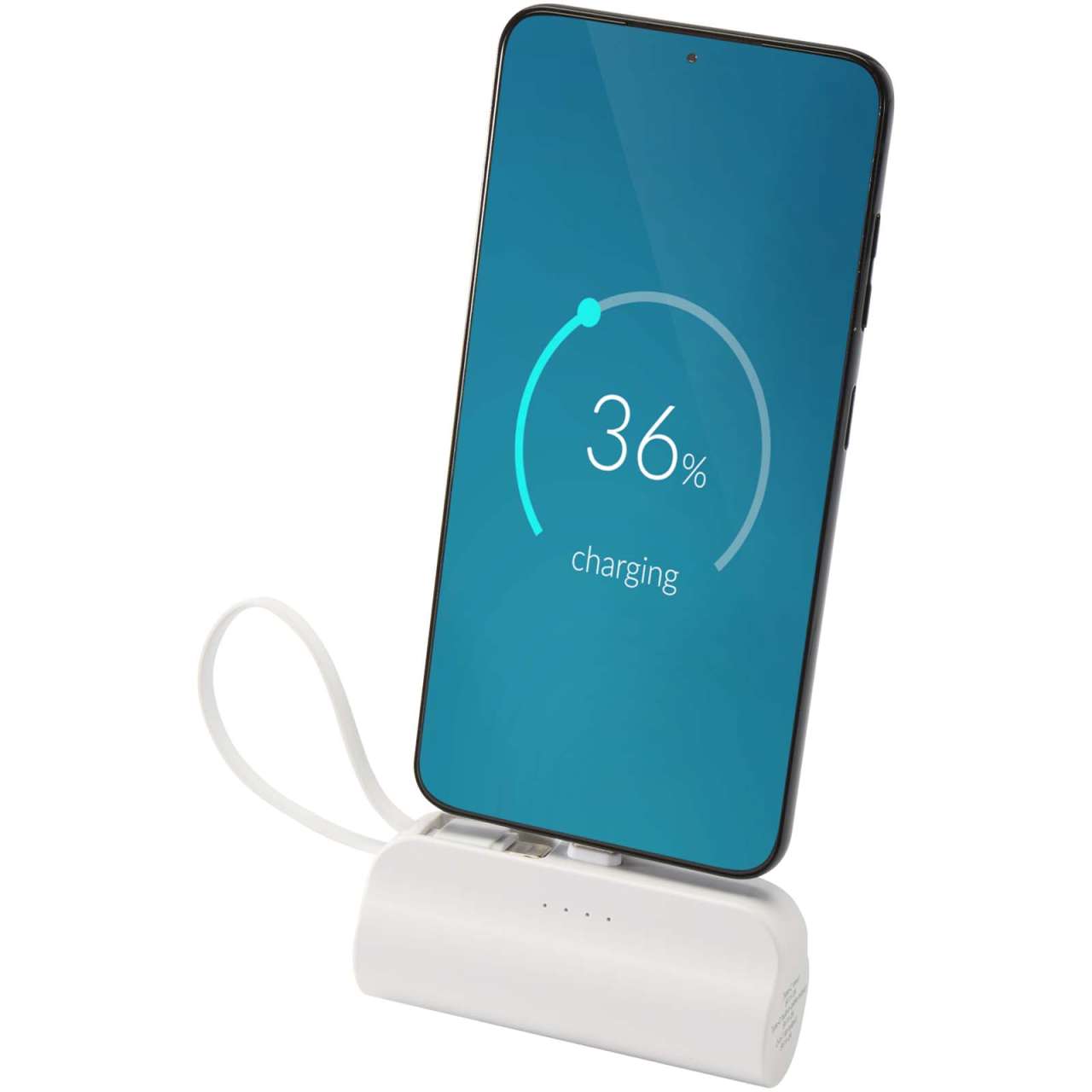 Alnair 10 W 5000 mAh Typ C Powerbank aus recyceltem Kunststoff mit integriertem Klappständer und 2 i