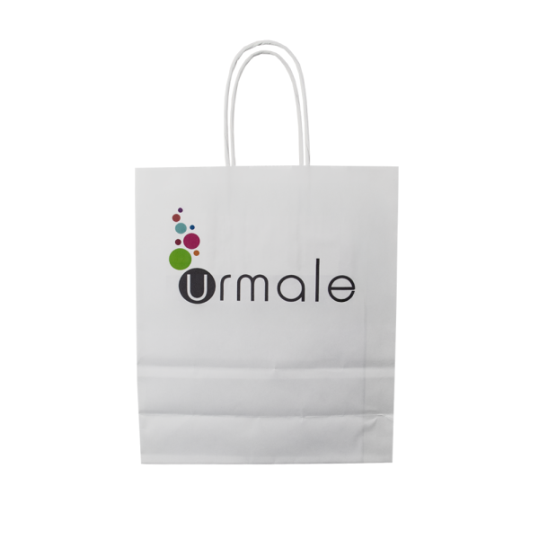 Papier Tragetaschen mit flach gefalteter Griff